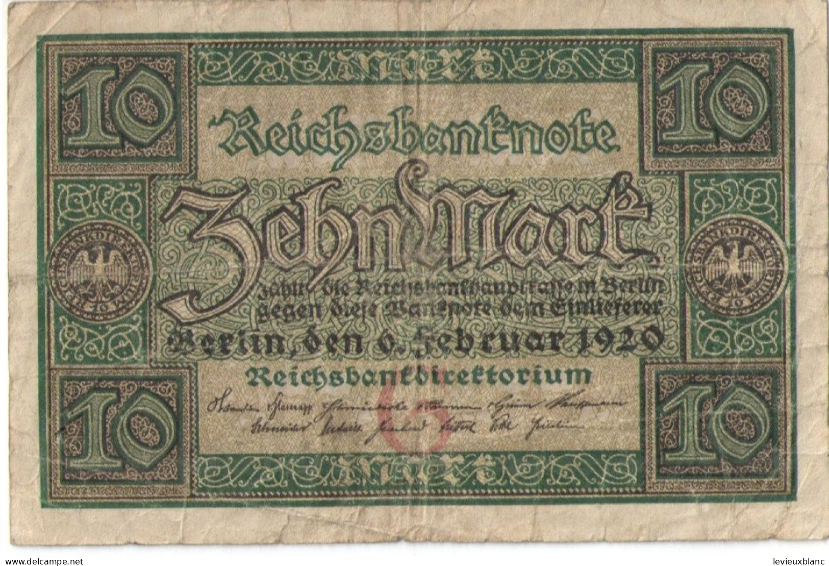 Allemagne/Billet De Banque Ancien/Allemagne/Reichsbanknote/Zehn Mark/10 000 Mark/Berlin/6 Februar  1920    BILL256 - 10 Mark