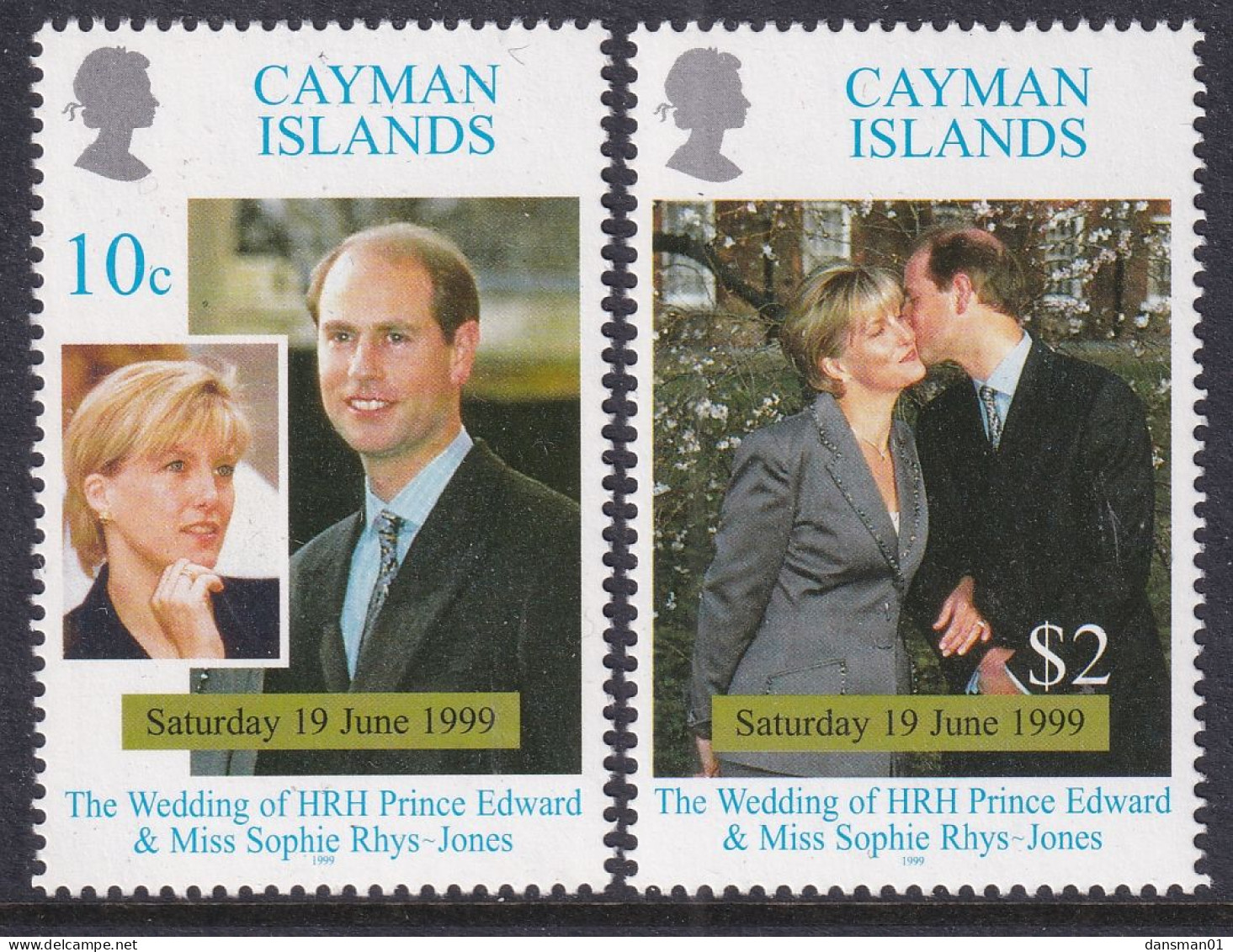 Cayman Islands 1999 Royal Wedding Sc 775-76 Mint Never Hinged - Cayman Islands