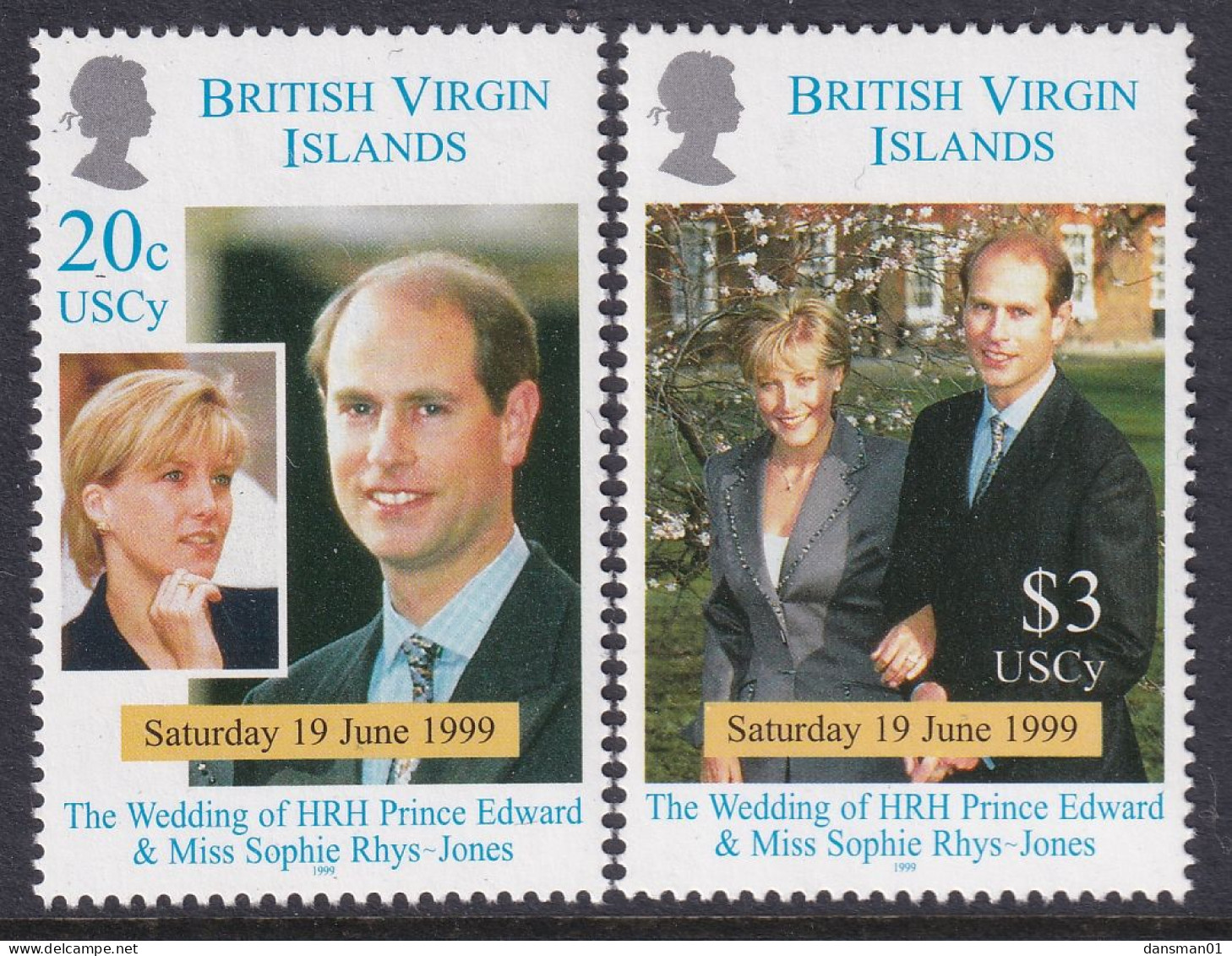 Virgin Islands 1999 Royal Wedding Sc 908-09 Mint Never Hinged - Cayman Islands