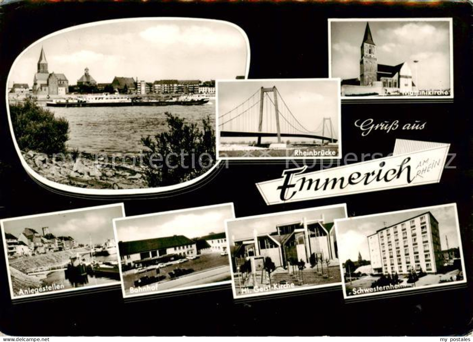 73867366 Emmerich Rhein Uferpartie Am Rhein Kirche Rheinbruecke Anlegestellen Ba - Emmerich