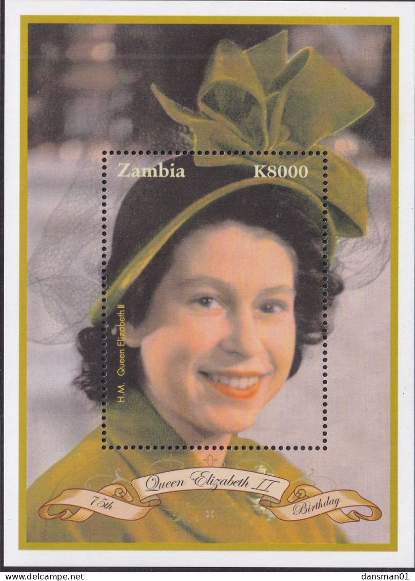 Zambia 2001 75th B'Day QEII Sc 958 Mint Never Hinged - Zambie (1965-...)