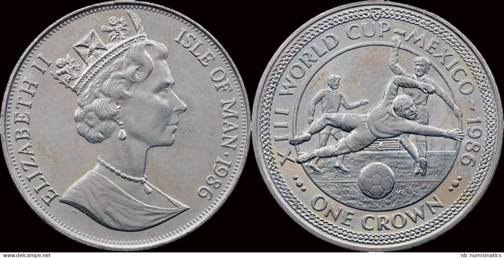 Isle Of Man 1 Crown 1986 Worldcup Mexico UNC - Colonies