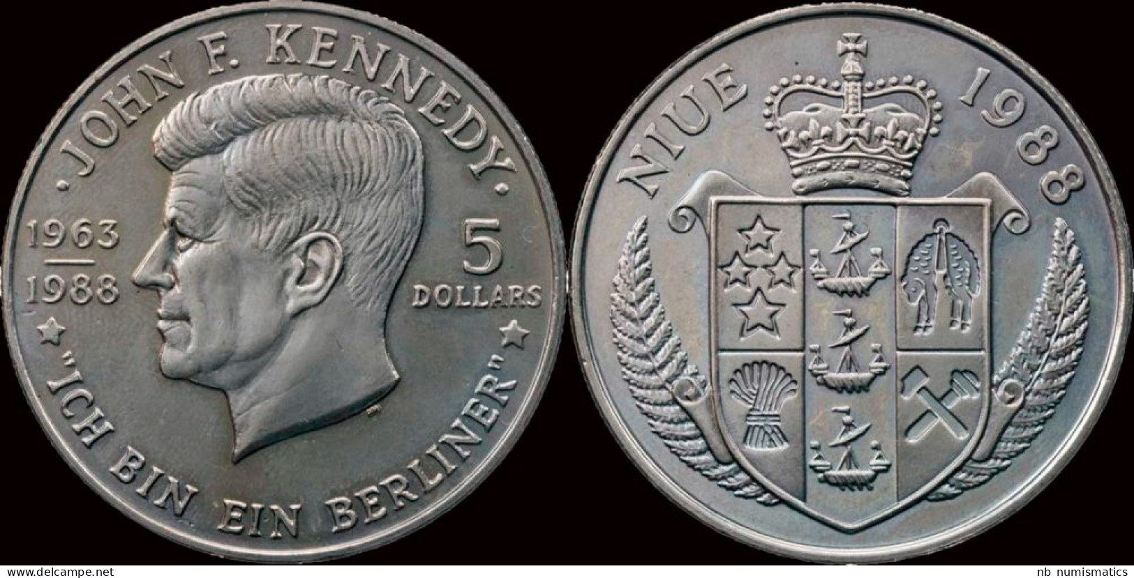 Niue 5 Dollar 1988-JF Kennedy Ich Bin Ein Berliner UNC - Niue