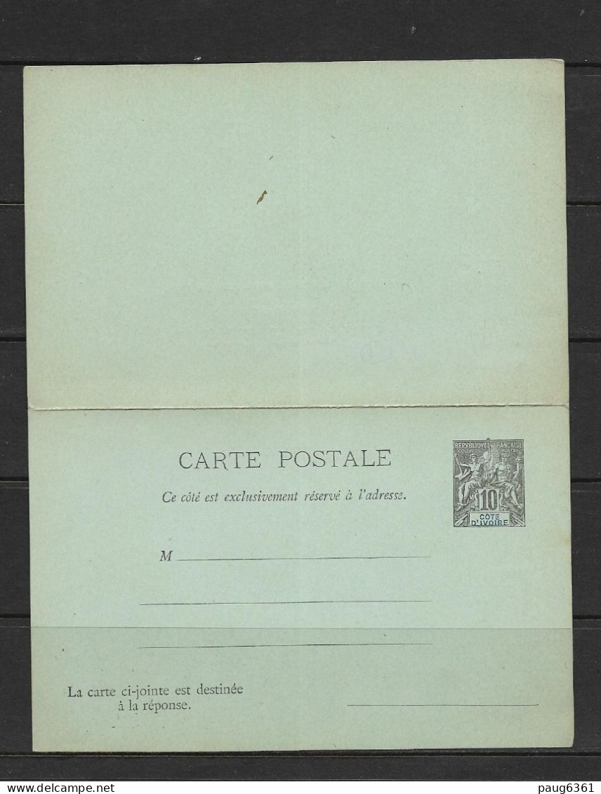 COTE D'IVOIRE 1892 ENTIER CARTE POSTALE AVEC REPONSE 10c  NEUF - Cartas & Documentos