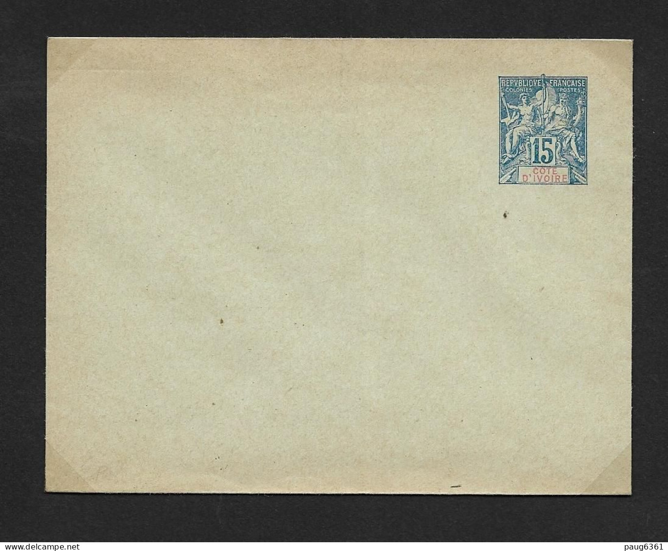 COTE D'IVOIRE 1892 Entier  Type Groupe 15ct Bleu NEUF - Briefe U. Dokumente
