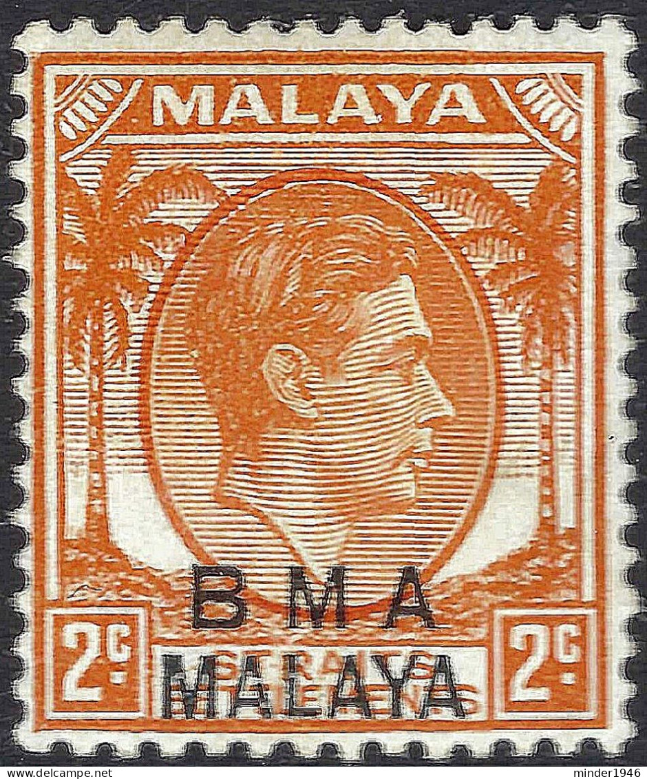 MALAYA BMA 1946 KGVI 2c Orange Die I SG3 - Malaya (British Military Administration)