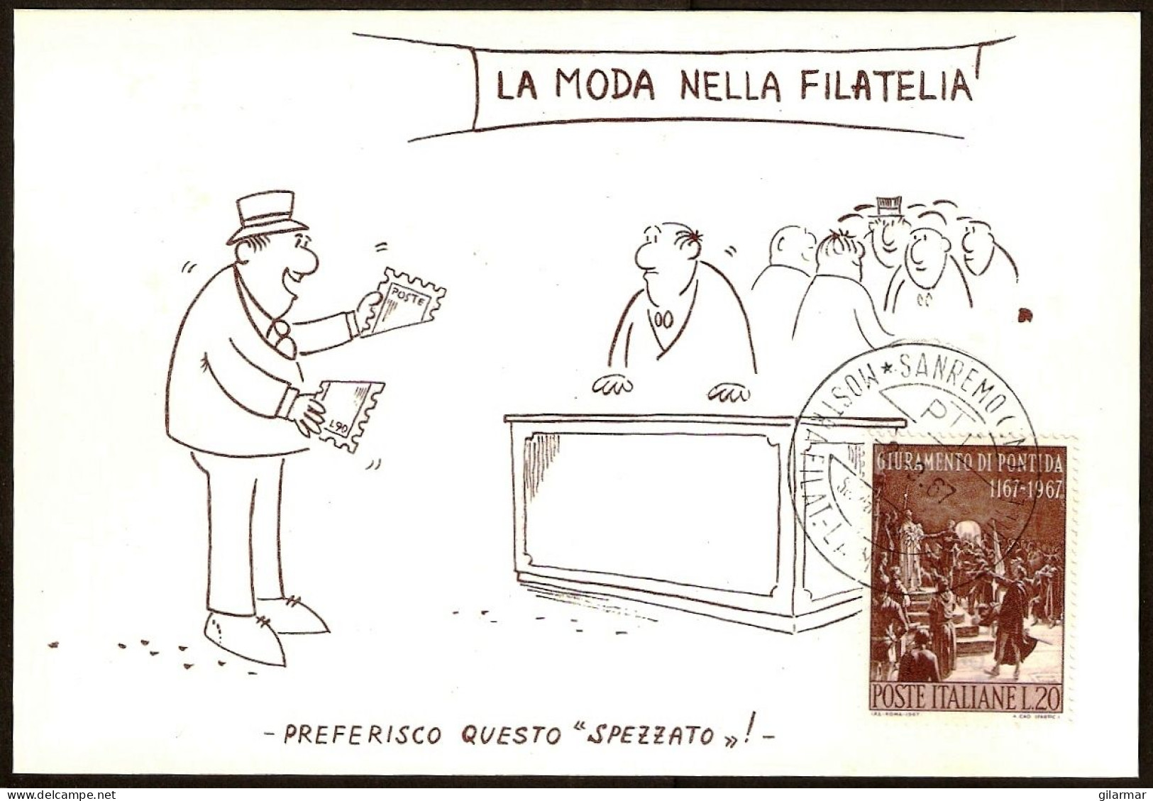 ITALIA SANREMO (IM) 1967 - MOSTRA FILATELICA "LA MODA MASCHILE NEL FRANCOBOLLO" - CARTOLINA UFFICIALE - M - Autres & Non Classés