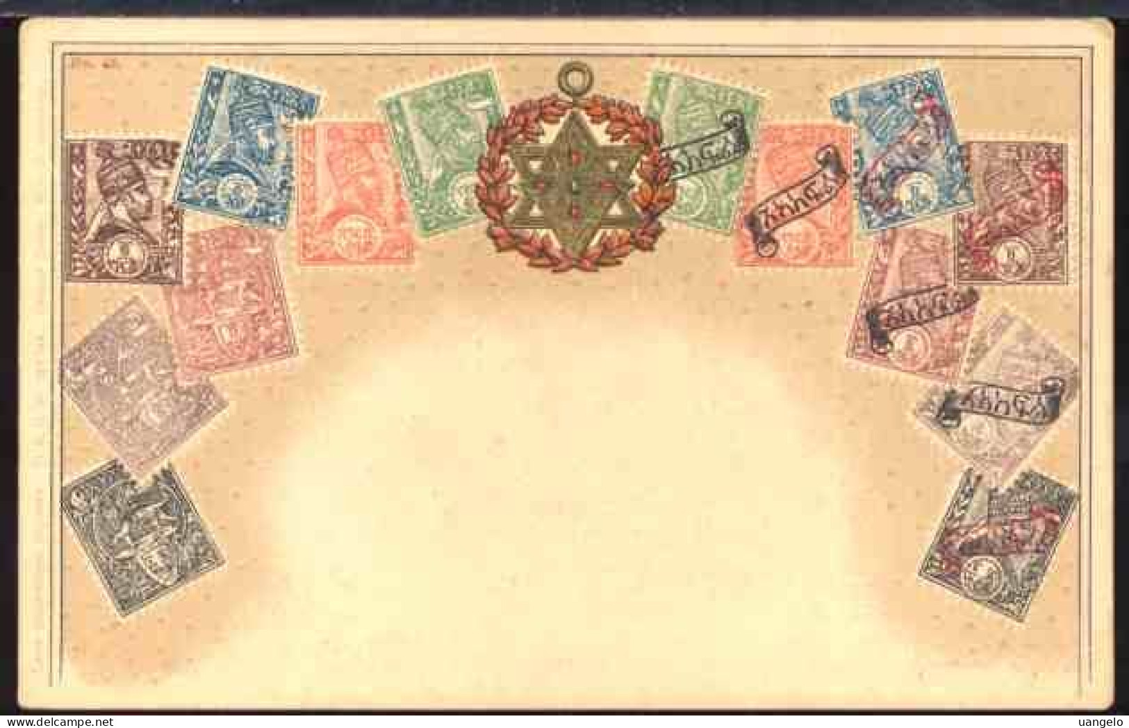 §394 ETIOPIA , LINGUAGGIO DEI FRANCOBOLLI Ottmar Zieher Postcards Postage Stamps  ( RETRO INDIVISO ) - Etiopia