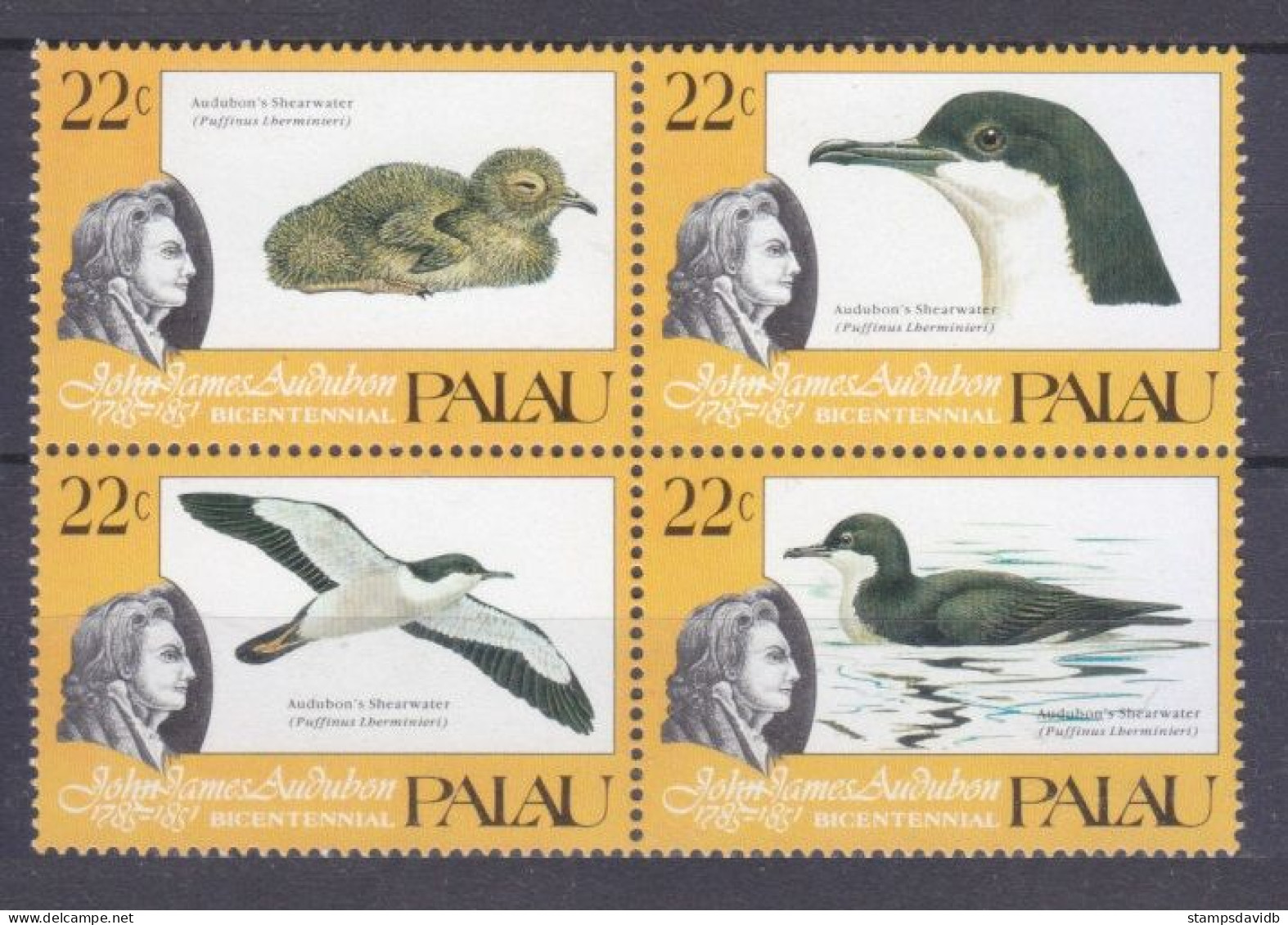 1985 Palau 65-68VB Birds 4,00 € - Albatrosse & Sturmvögel