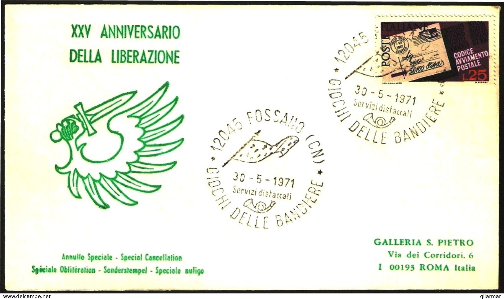 ITALIA FOSSANO (CUNEO) 1971 - GIOCHI DELLE BANDIERE - ANNULLO UN PO' CHIARO - M - Unclassified