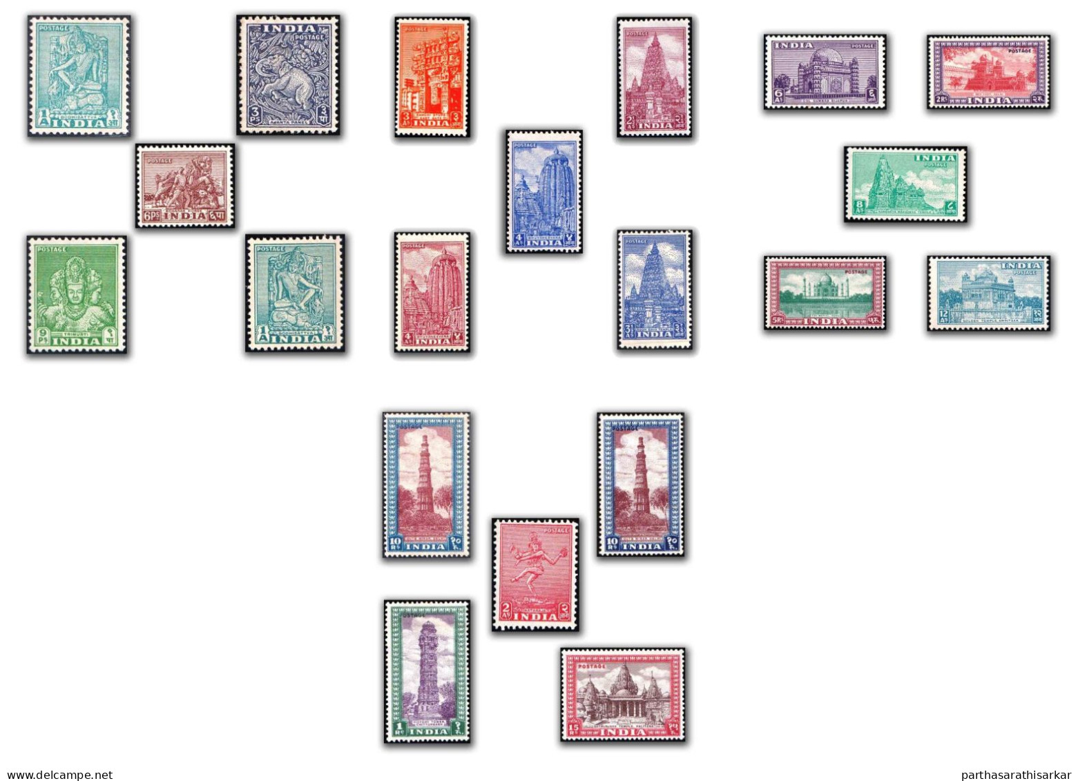 INDIA 1949 - 1951 ARCHAEOLOGICAL AND HISTORICAL MONUMENTS 1ST DEFINITIVE SERIES COMPLETE SET MINT CONDITION - Unused Stamps