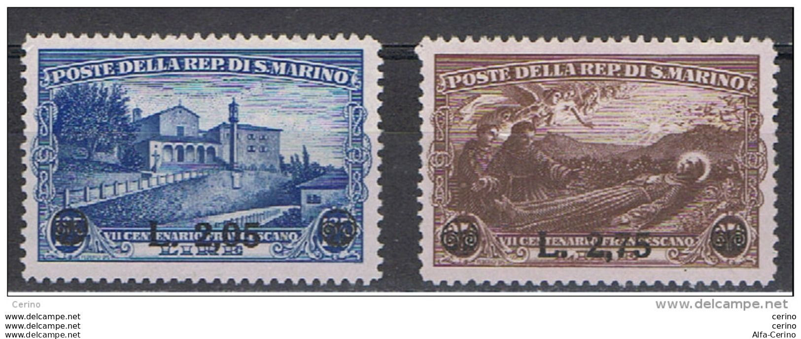SAN  MARINO:  1936  S. FRANCESCO  SOPRASTAMPATI  -  S. CPL. 2  VAL. S.G. -  SASS. 208/09 - Used Stamps