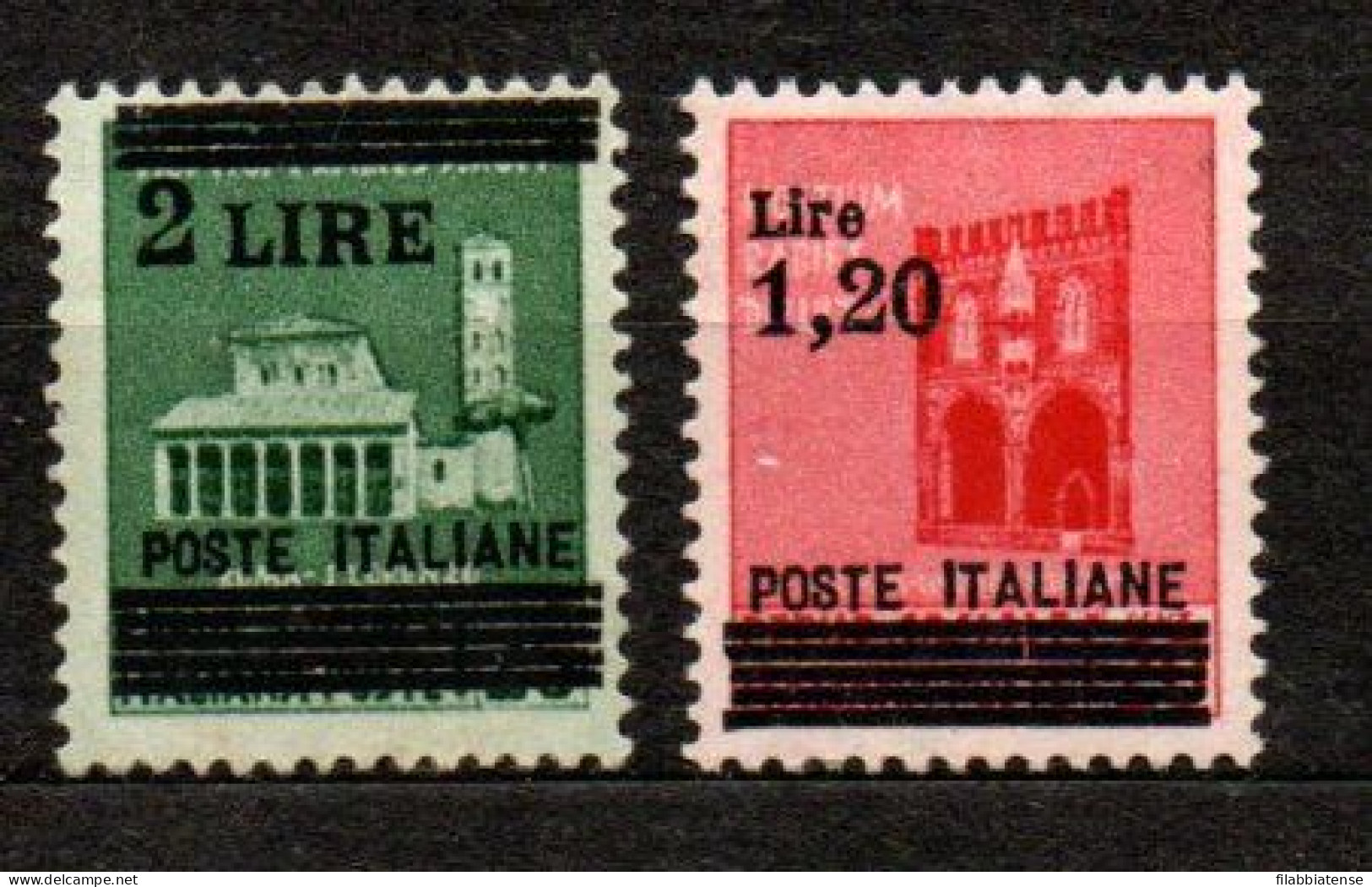 1945 - Italia - Luogotenenza  524/25 Monumenti Soprastampati    ------ - Ongebruikt