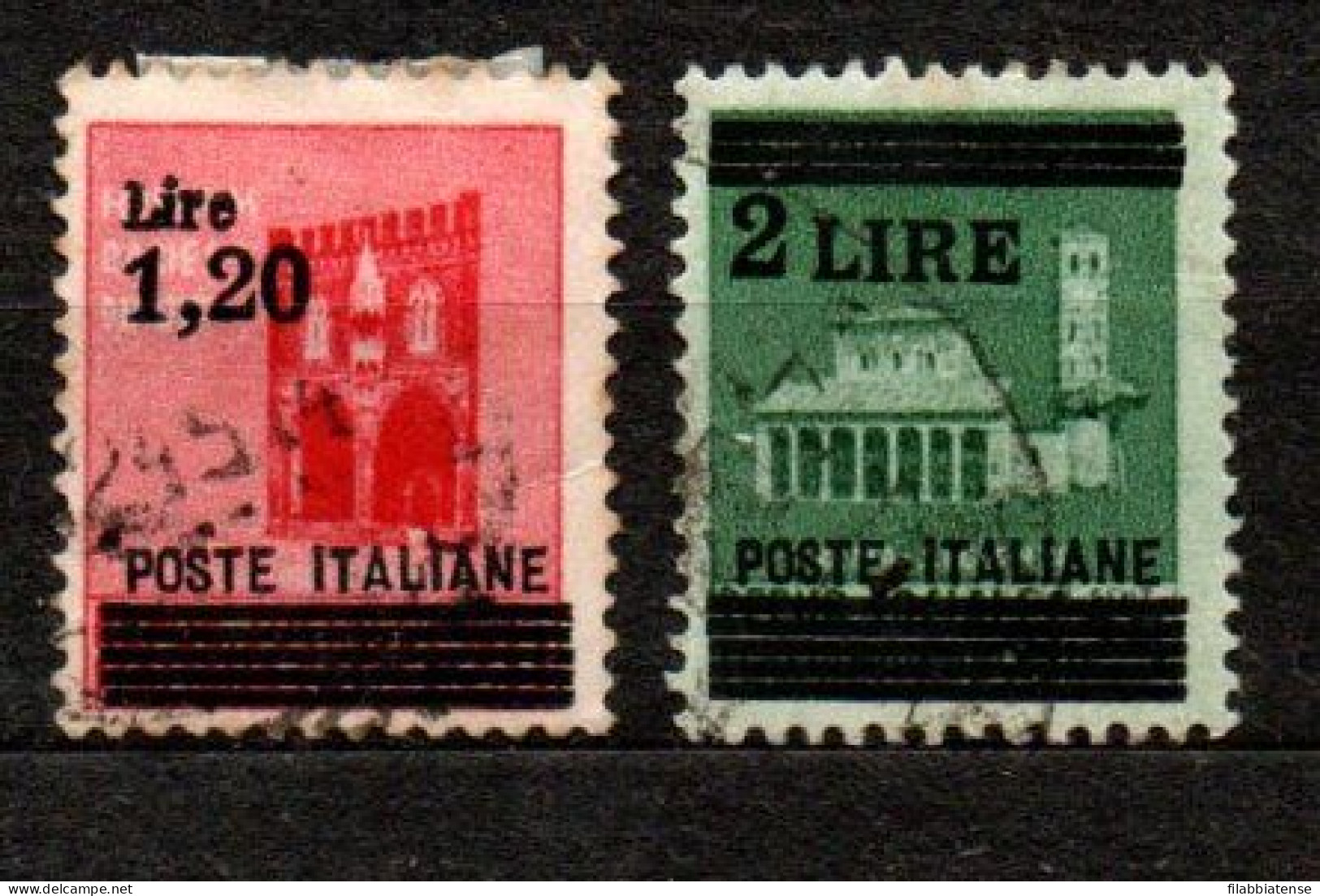 1945 - Italia - Luogotenenza  524/25 Monumenti Soprastampati    ------ - Afgestempeld
