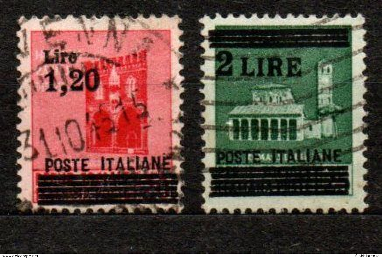 1945 - Italia - Luogotenenza  524/25 Monumenti Soprastampati    ------ - Afgestempeld