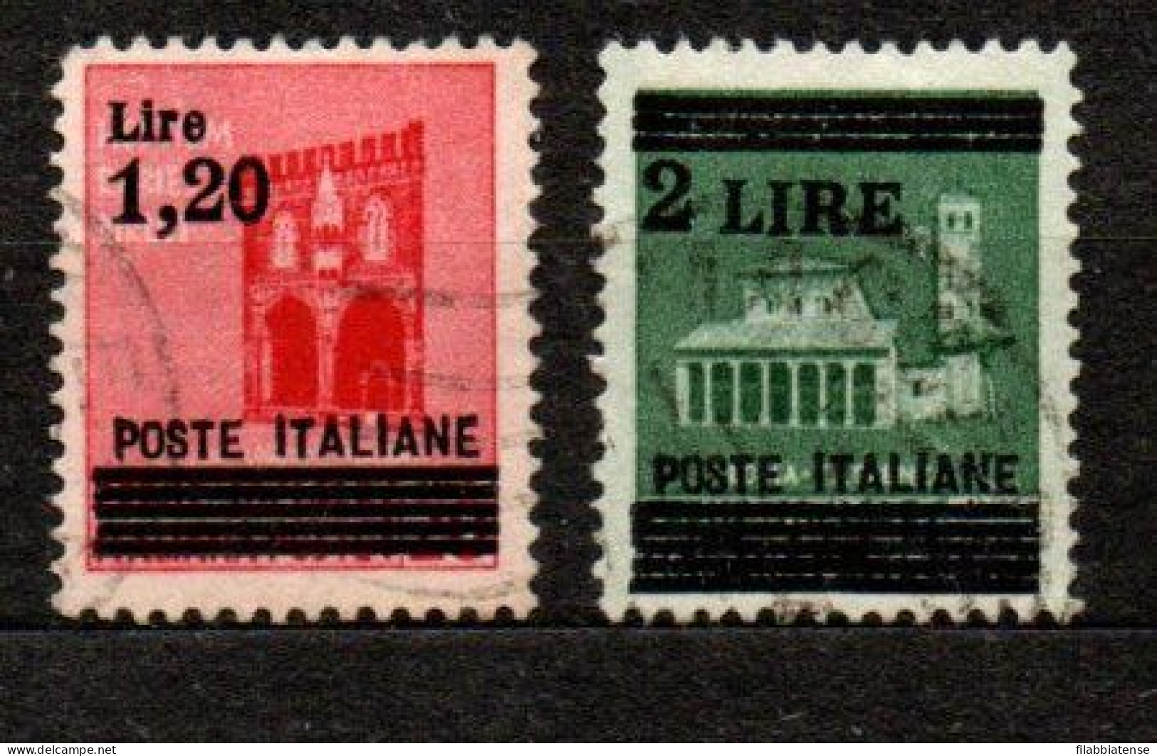 1945 - Italia - Luogotenenza  524/25 Monumenti Soprastampati    ------ - Afgestempeld