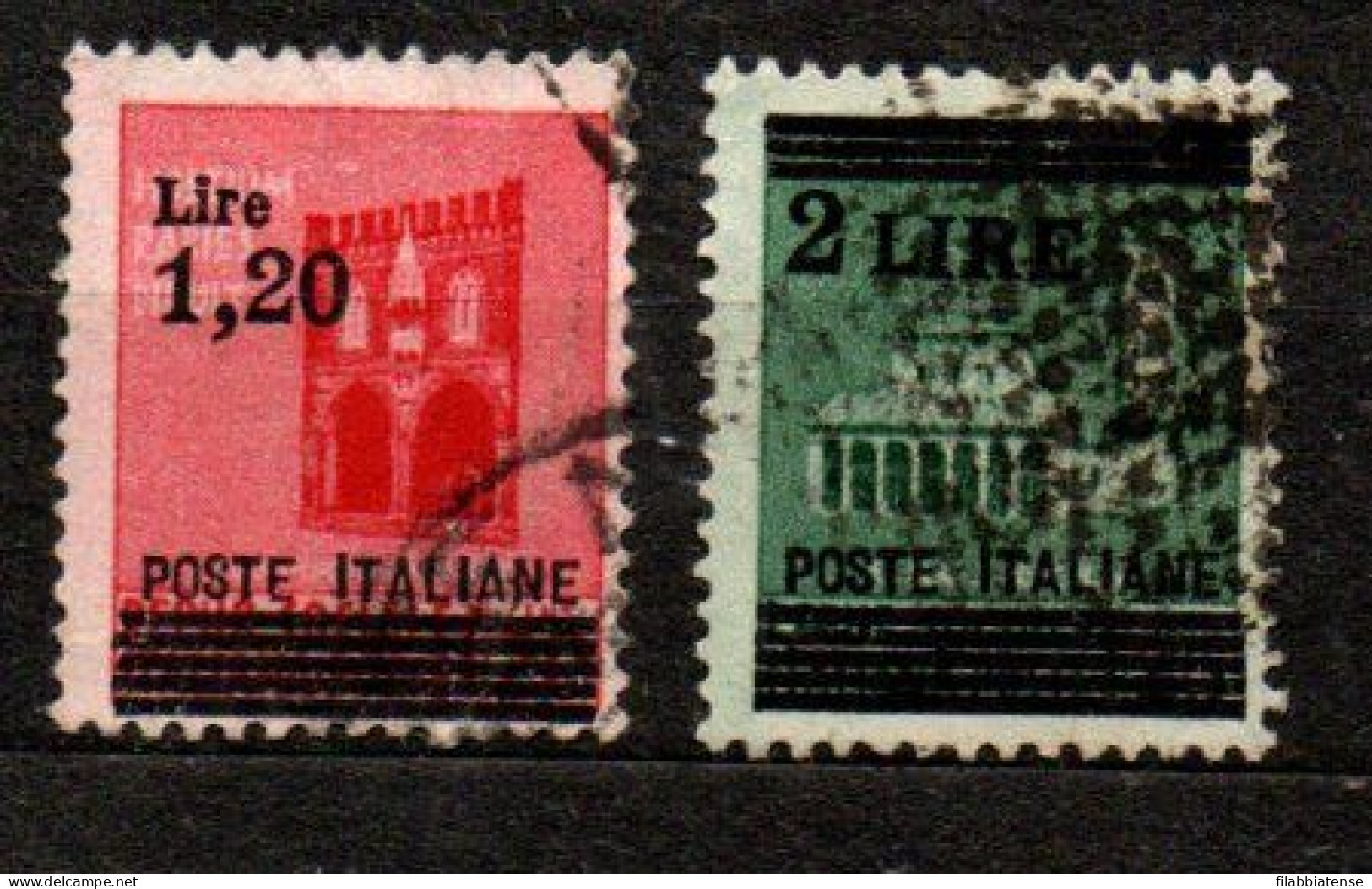 1945 - Italia - Luogotenenza  524/25 Monumenti Soprastampati    ------ - Afgestempeld