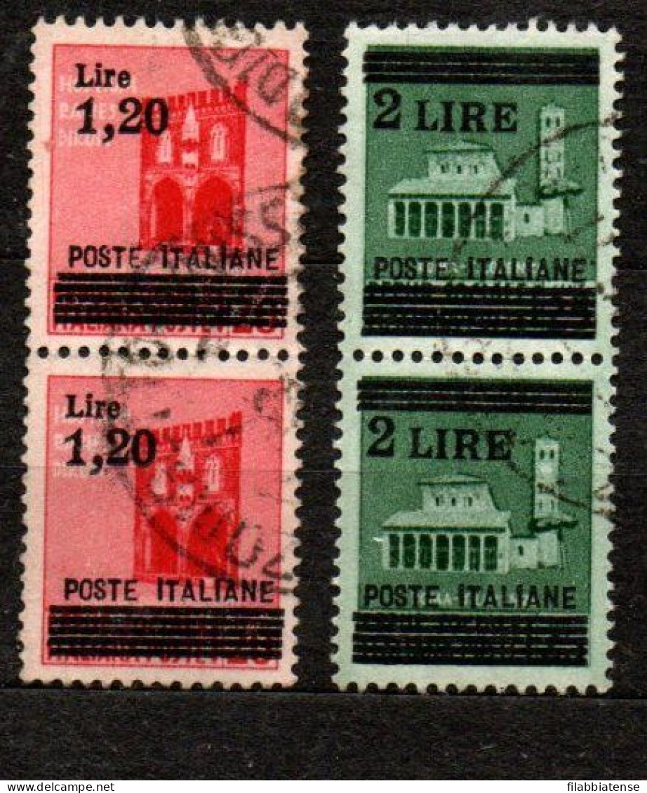 1945 - Italia - Luogotenenza  524/25 Monumenti Soprastampati - Coppia   ------ - Afgestempeld