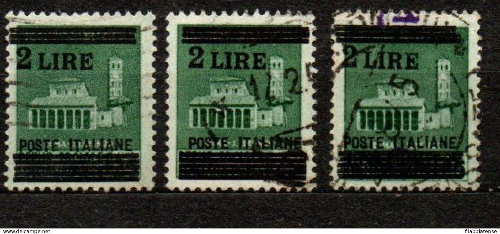 1945 - Italia - Luogotenenza  525 X 3 Monumenti Soprastampati   ------ - Oblitérés