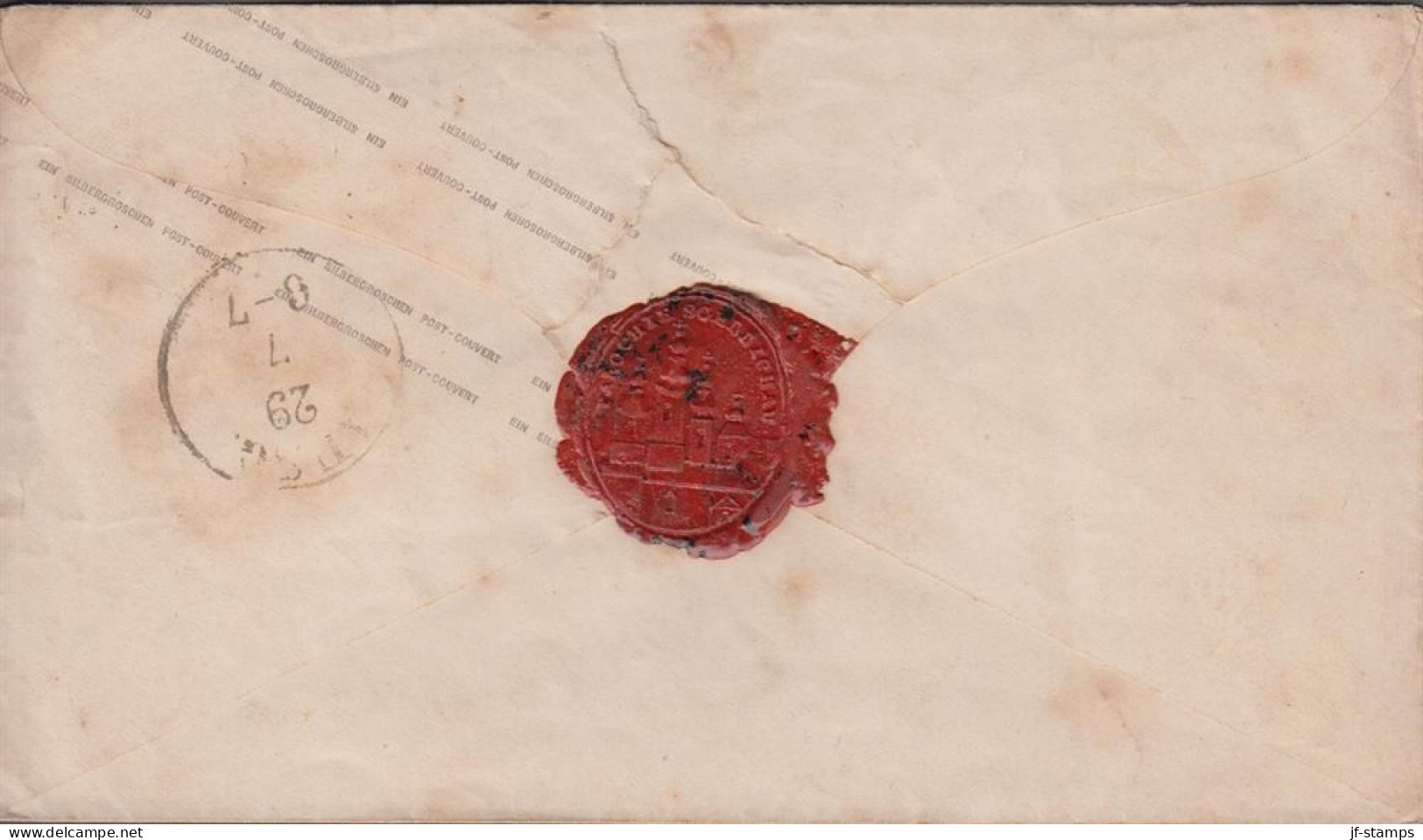 1864. PREUSSEN. 1 EIN SILB. GR. Envelope Cancelled BDÜBEN 28/7 Box Cancel. Reverse Interesting Seal FAROCH... - JF539952 - Postal  Stationery