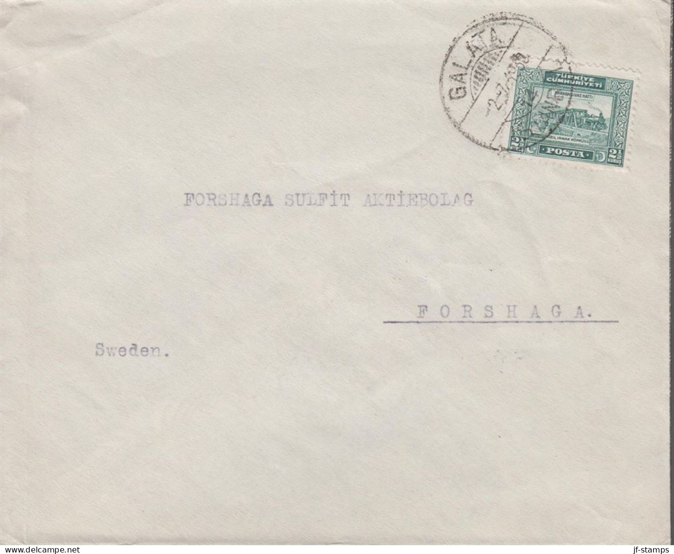 1930. TÜRKIYE. Kizilirmak Bridge With Locomotive. 2½ KURSUS. TÜRKİYE CUMHURİYETİ. Single On C... (Michel 886) - JF539985 - Storia Postale