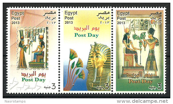 Egypt - 2013 - ( Post Day Of Egypt - Pharaohs ) - Set Of 3 - MNH (**) - Unused Stamps