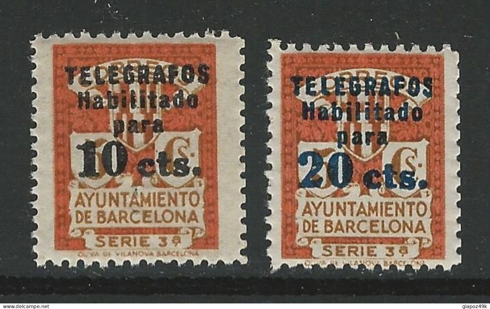 ● SPAGNA 1934 ֍ BARCELONA ֍ Edifil N.° 4 E 5 O 10 E 11 ● Unificato N. 18 E 19 ** ● Cat. 220 € ● Lotto N. 1215 ● - Barcelona