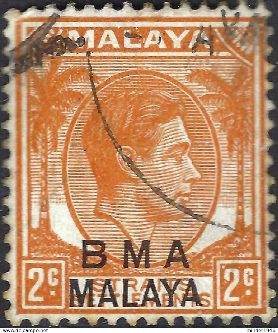 MALAYA BMA 1947 KGVI 2c Orange Die II SG2 Used - Malaya (British Military Administration)