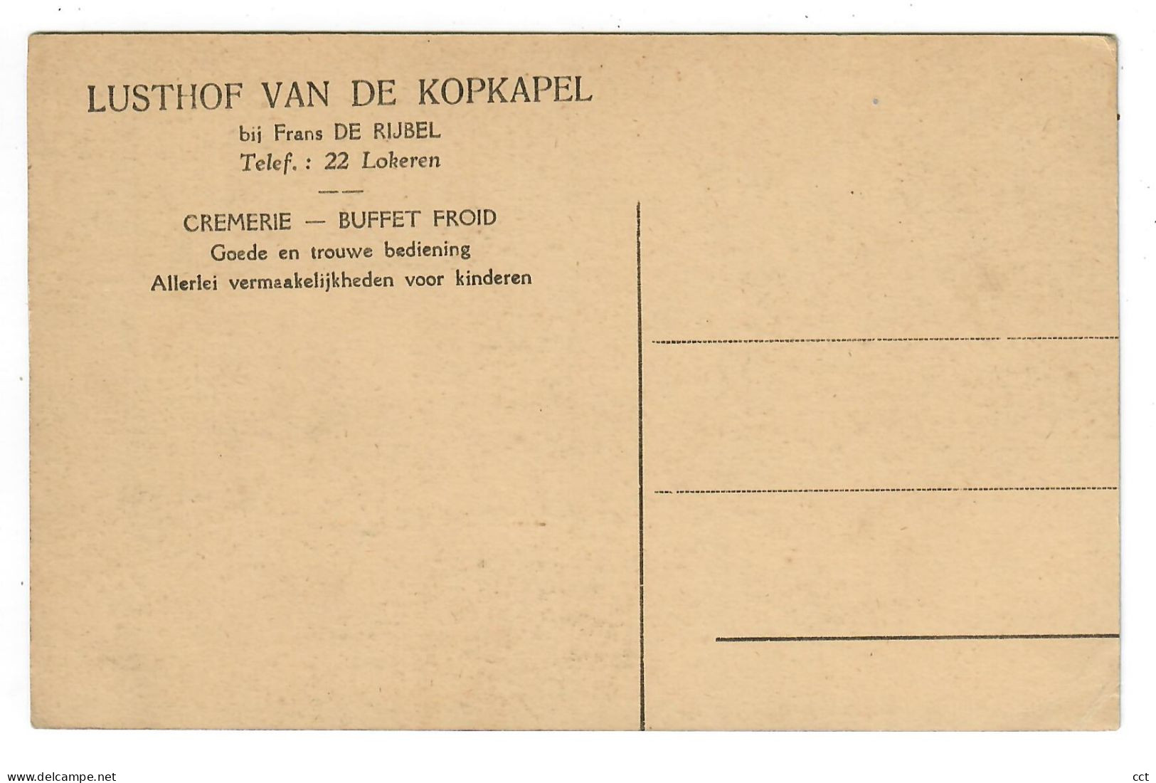 Lokeren  Lusthof Van De Kopkapel Bij Frans De Rijbel  Cremerie - Buffet Froid - Lokeren