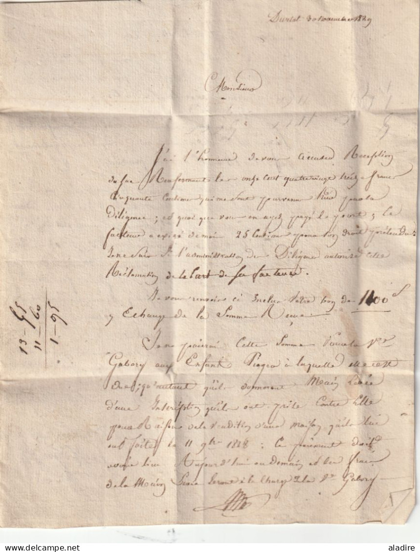 1829 - Marque Postale DURETAL DURTAL, Maine Et Loire Sur Lettre Pliée De 2 P Vers ANGERS ( Dateurs Départ Et En Arrivée) - 1801-1848: Précurseurs XIX