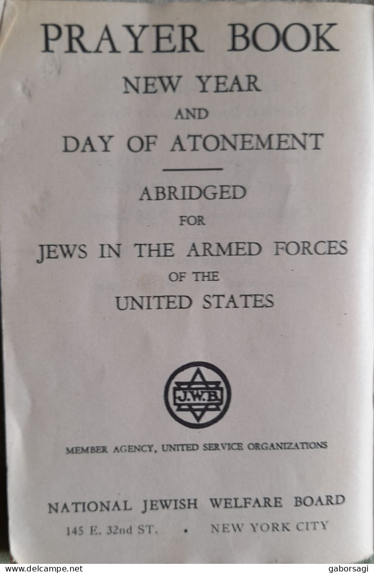 Prayer Book- New Year And Atonement - Abridged For Jews In The Armed Force Of The United States - Judaism