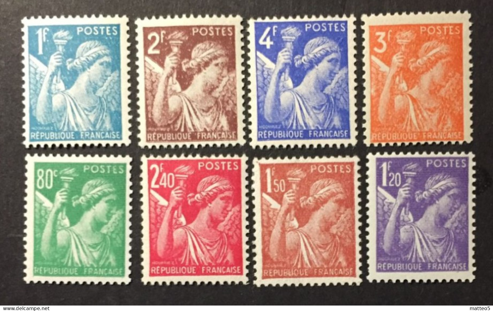 1944 France - Type Iris - 8 Stamps - Unused  ( Imperfect Gum ) - 1939-44 Iris