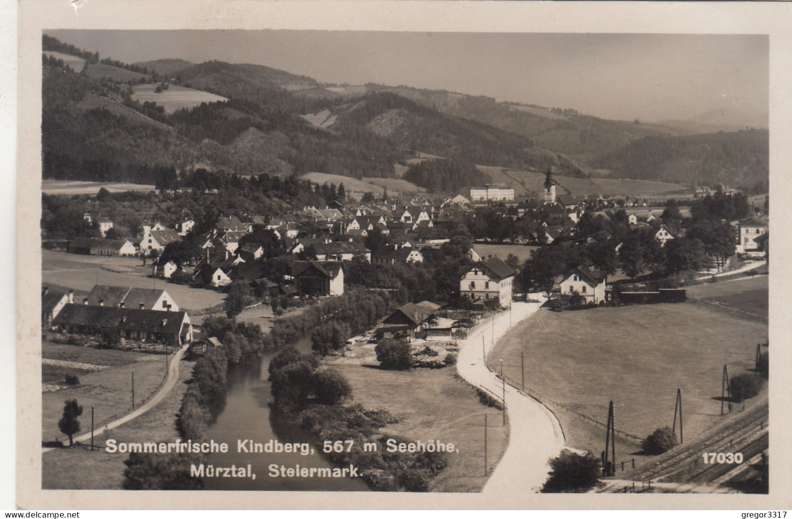 E1562) Sommerfrische KINDBERG - Steiermark Mürztal - Straße U. Bahnstrecke M. Übergang U. Haus DETAILS Alt 1941 - Kindberg