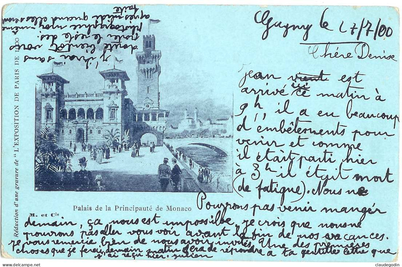 Palais De La Principauté De Monaco. Carte Précurseur Ecrite En 1900. Timbre 10c Gris Paix Et Commerce. 2 Scans - Terrassen