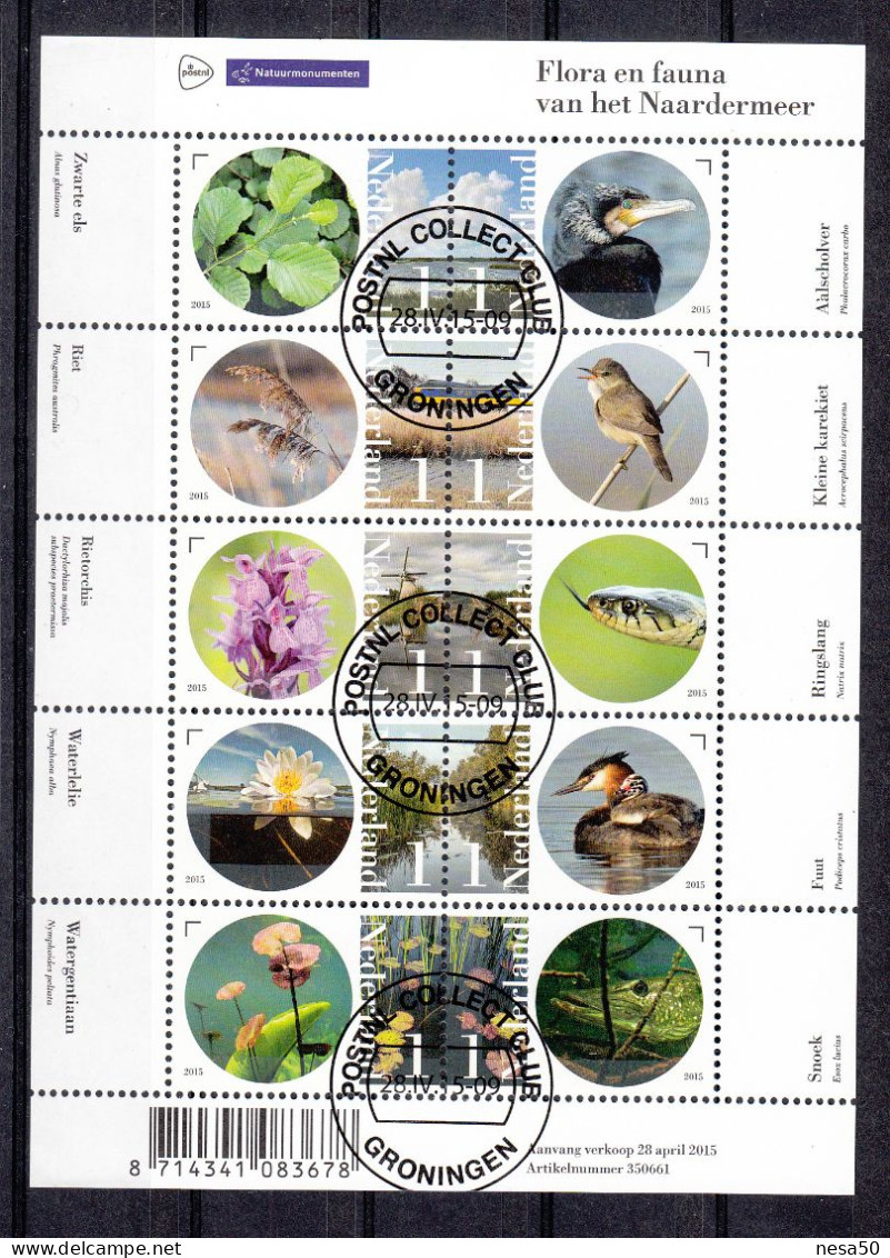 Nederland 2015 Nvph Nr 3299 - 3298, Mi Nr 3342 - 3251. Flora En Fauna Naardermeer - Gebruikt