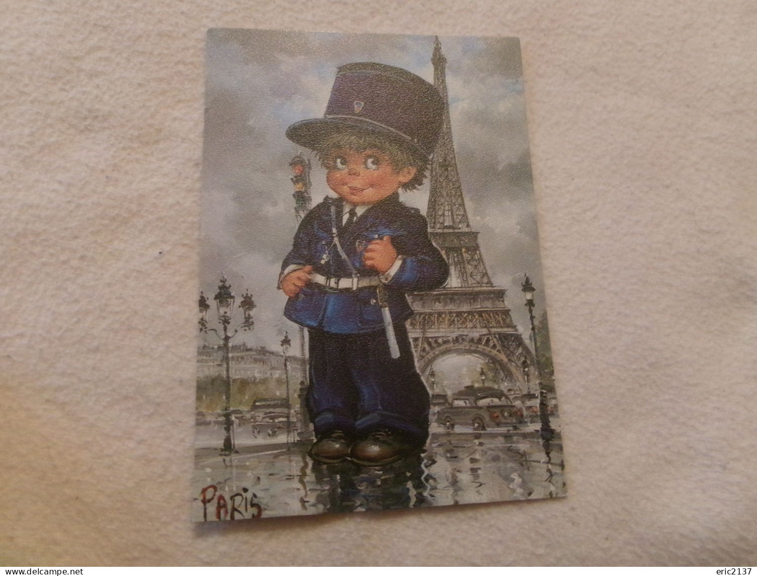 BELLE ILLUSTRATION ..."LES PETITS  N°131"... Par MICHEL THOMAS..POLICIER DEVANT LA TOUR EIFFEL - Thomas