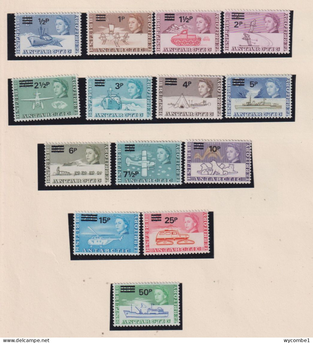 BRITISH ANTARCTIC TERRITORY  - 1971 Decimal Currency Surcharges Set Never Hinged Mint - Unused Stamps