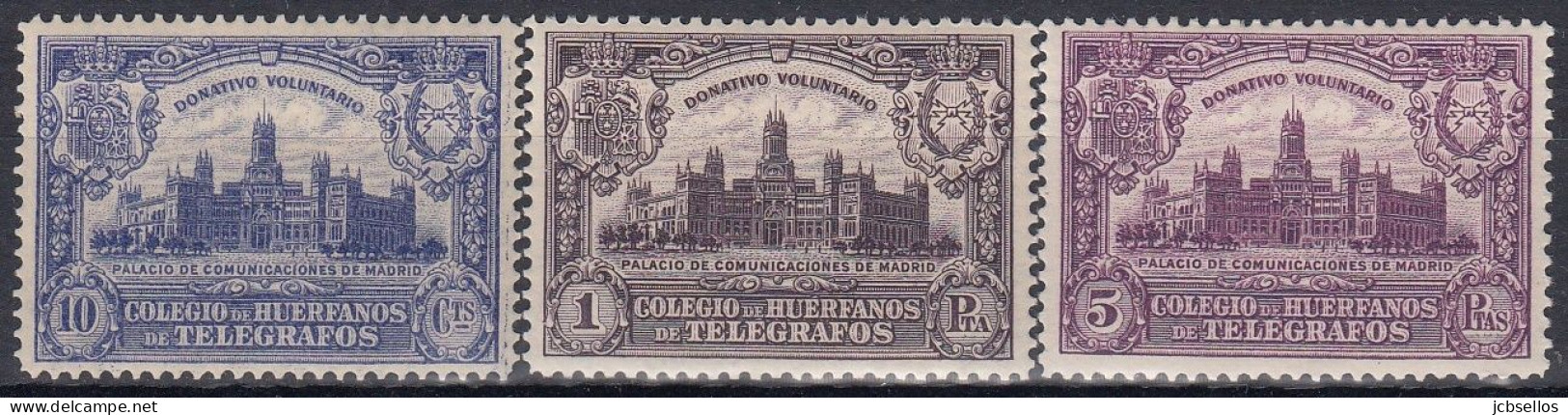 ESPAÑA BENEFICENCIA TELEGRAFOS 1927 Nº 1/3 NUEVO (SIN FIJASELLOS) - Wohlfahrtsmarken