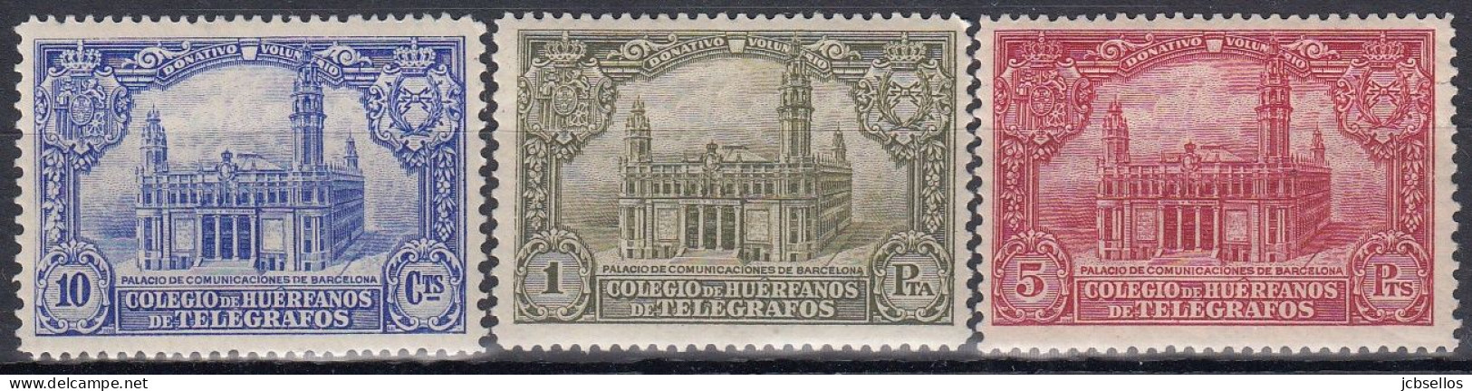 ESPAÑA BENEFICENCIA TELEGRAFOS 1935 Nº 7/9 NUEVO (SIN FIJASELLOS) (REF.01) - Bienfaisance