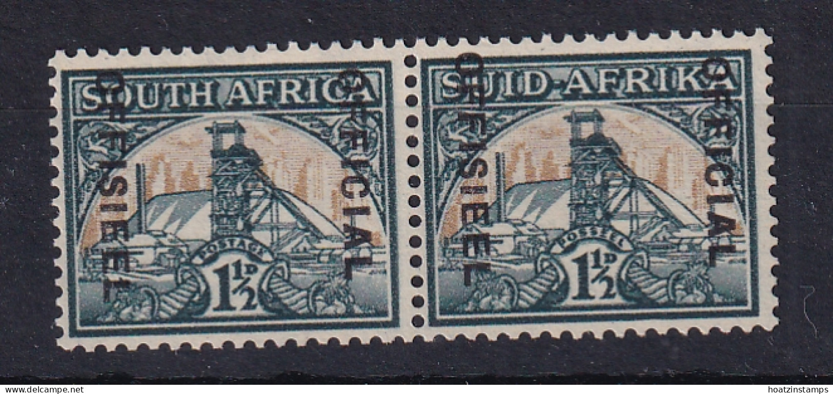 South Africa: 1944/50   Official - Goldmine   SG O33    1½d    MH Pair - Oficiales