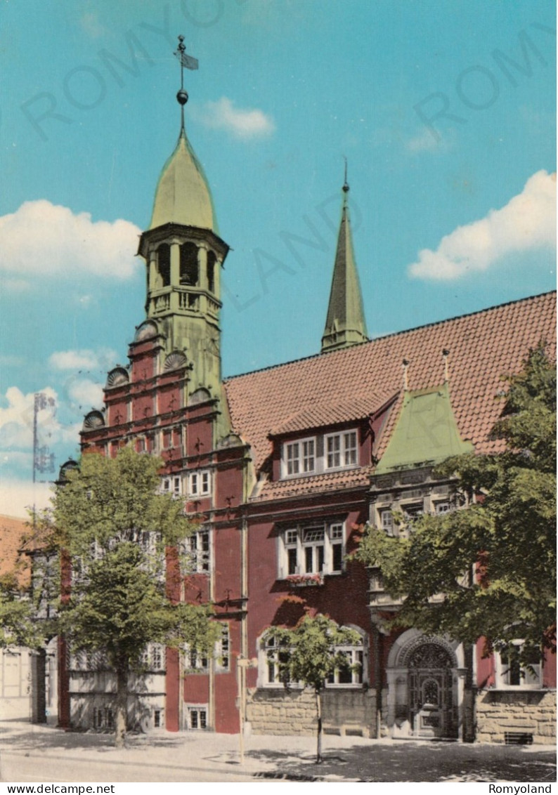 CARTOLINA  NIENBURG/WESER,NIEDERSACHSEN,GERMANIA-RATHAUS-BOLLO STACCATO,VIAGGIATA - Nienburg