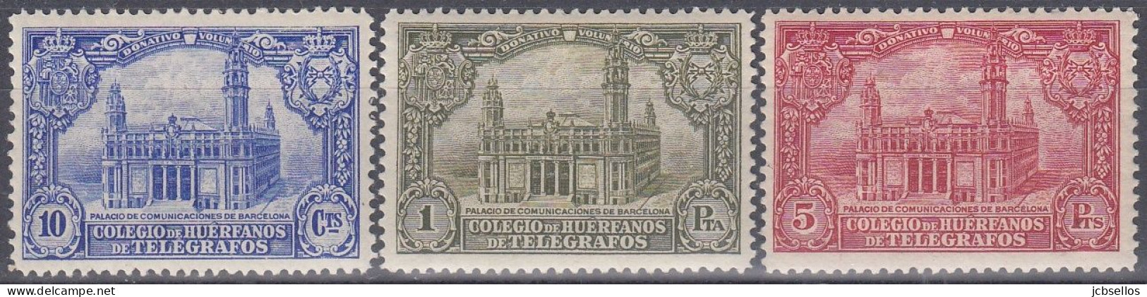 ESPAÑA BENEFICENCIA TELEGRAFOS 1935 Nº 7/9 NUEVO (SIN FIJASELLOS) (REF.02) - Charity