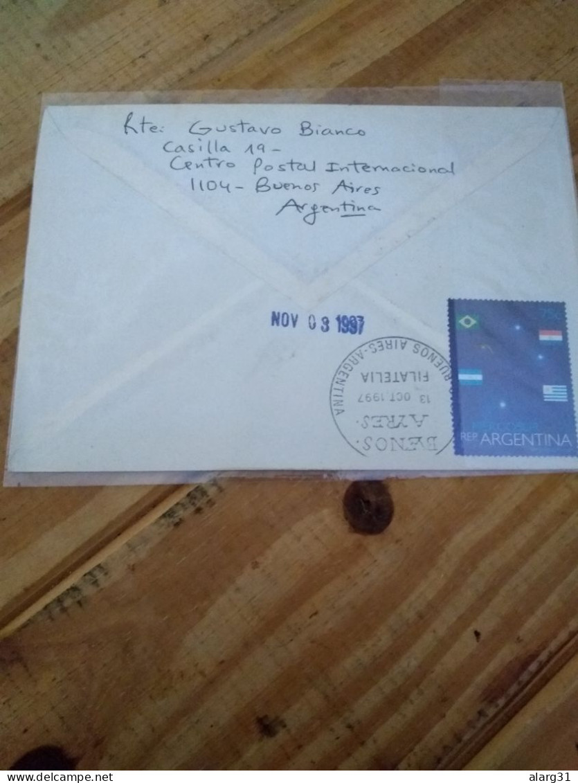 Argentina Reg Letter To Cuba.yv 1989 Mercosur.joint Org.flags Argentina Uruguay Paraguay Brasil.e12.e7 Reg Post Conmem . - Cartas & Documentos