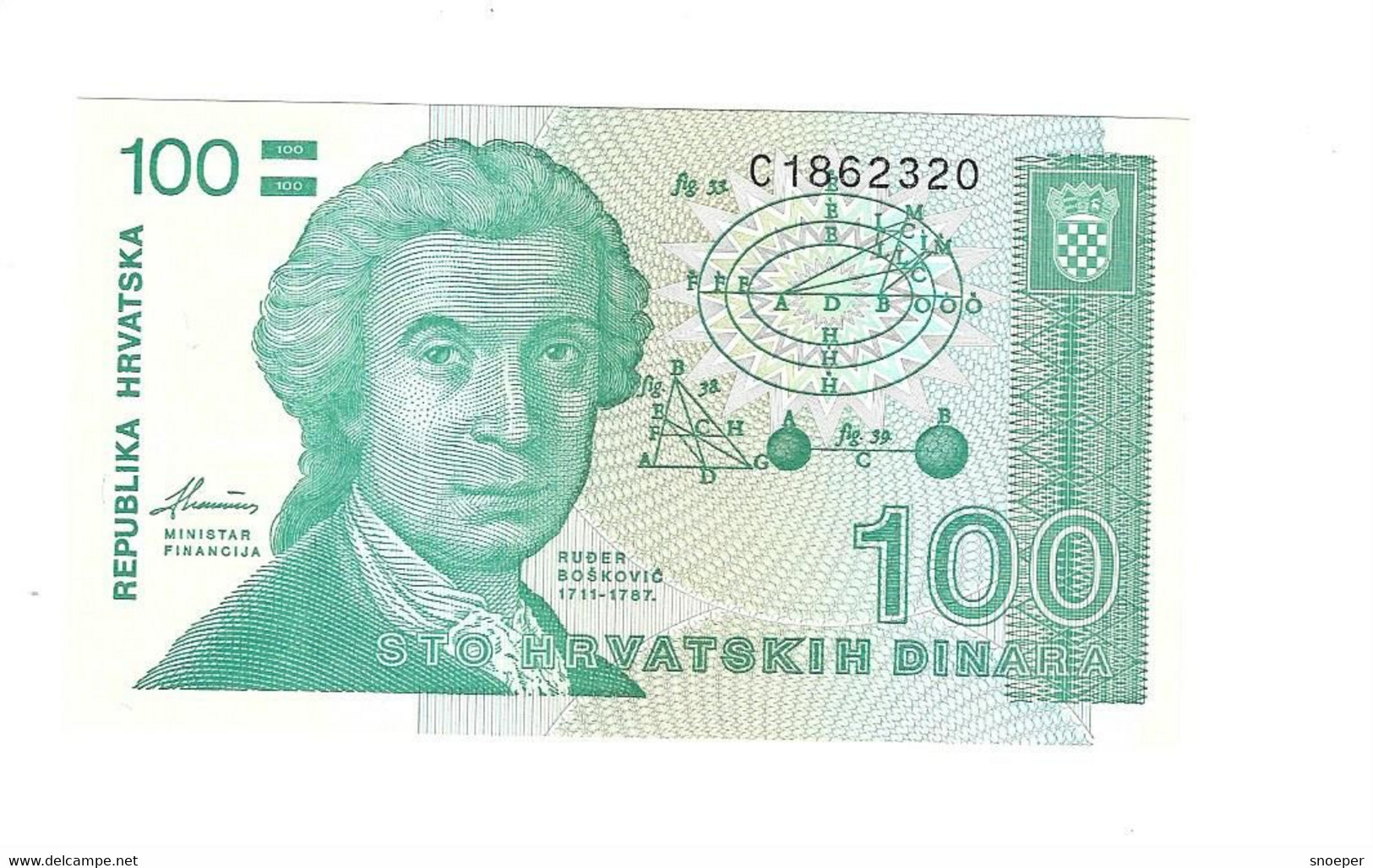 *croatia   100 Dinara  1991  20   Unc - Croatie