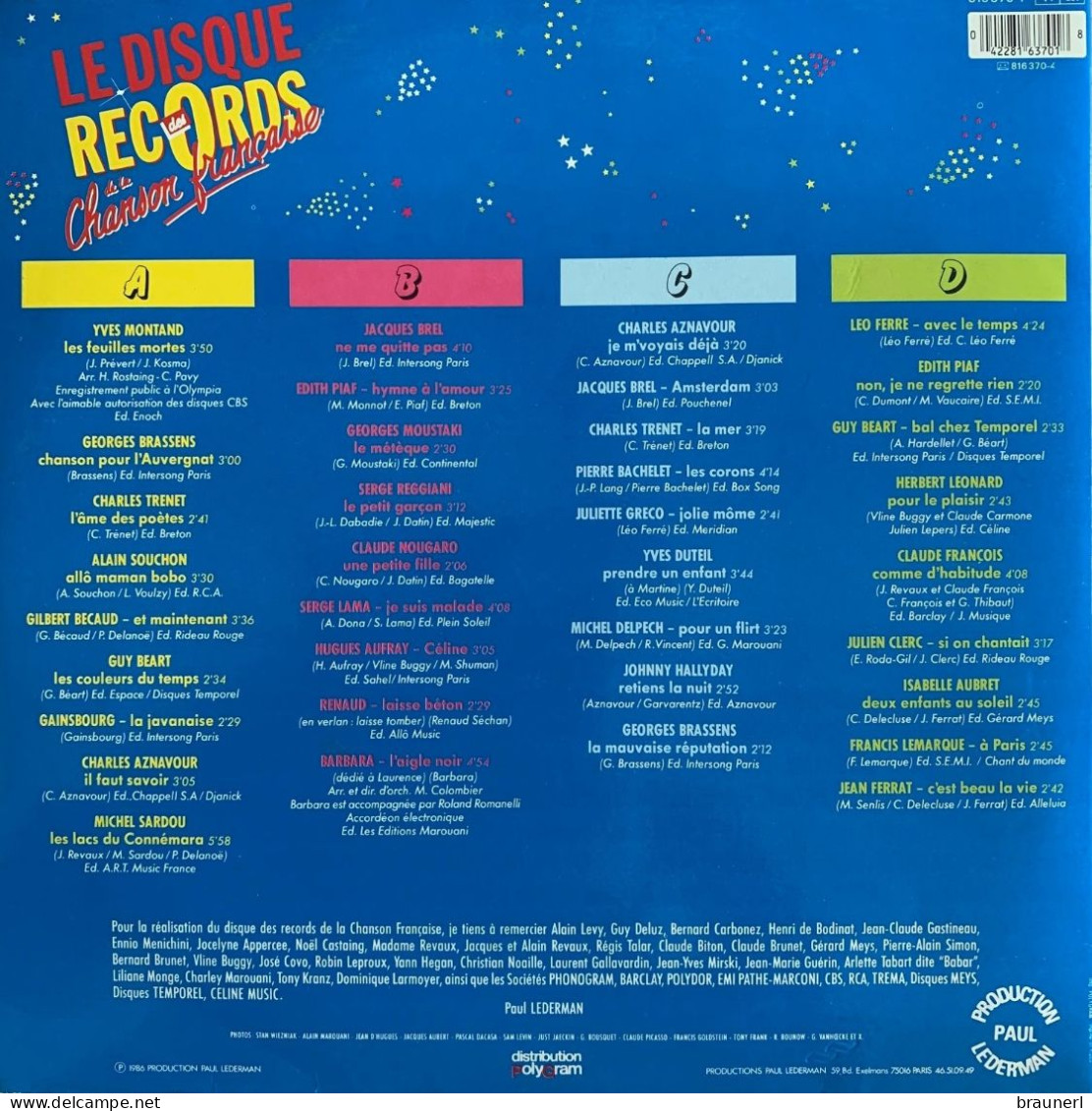 Le Disque Des Records De La Chanson Française - Compilaciones