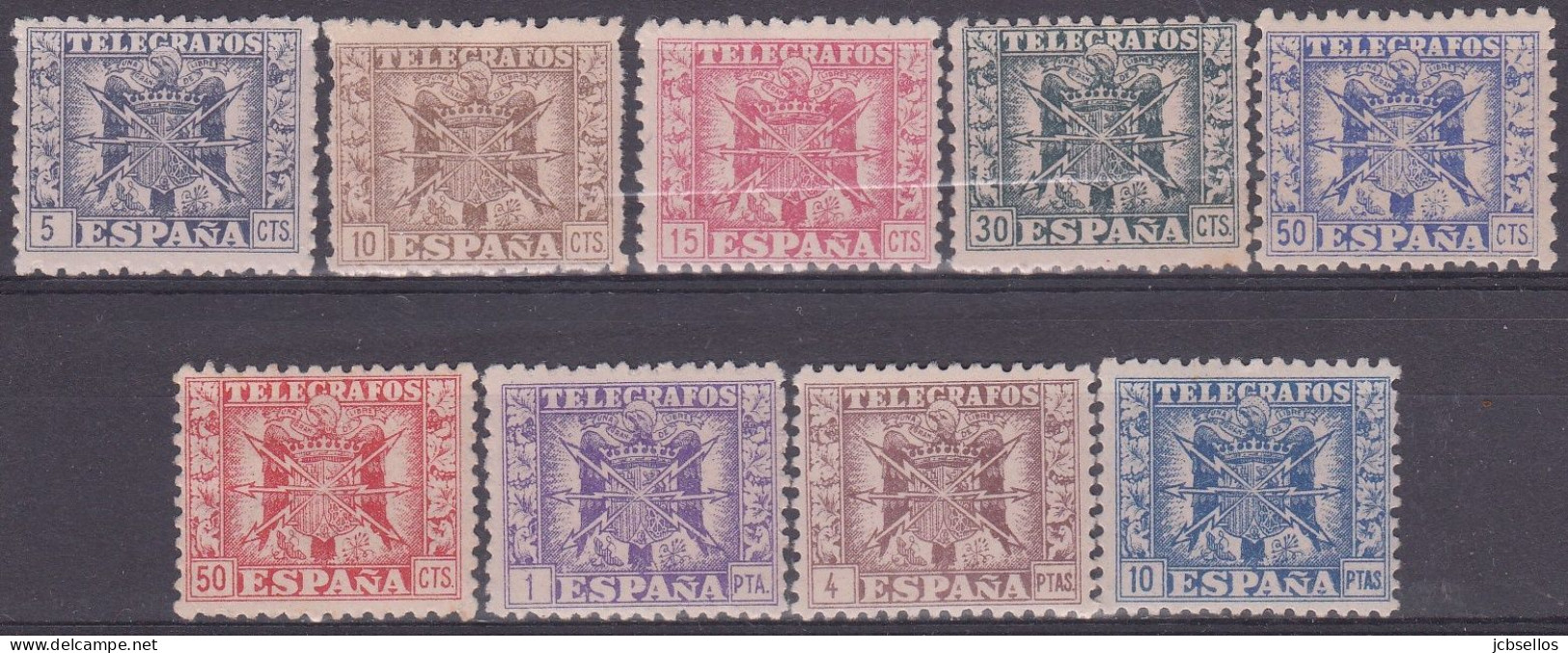 ESPAÑA TELEGRAFOS 1940-1943 Nº 76/84 NUEVO, CON FIJASELLOS - Telegraph