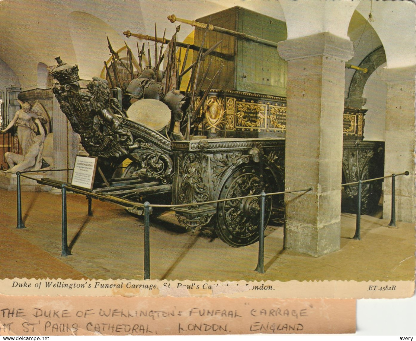 Duke Of Wellington's Funeral Carriage, St. Paul's Cathefral, London Note Taped On Back - St. Paul's Cathedral
