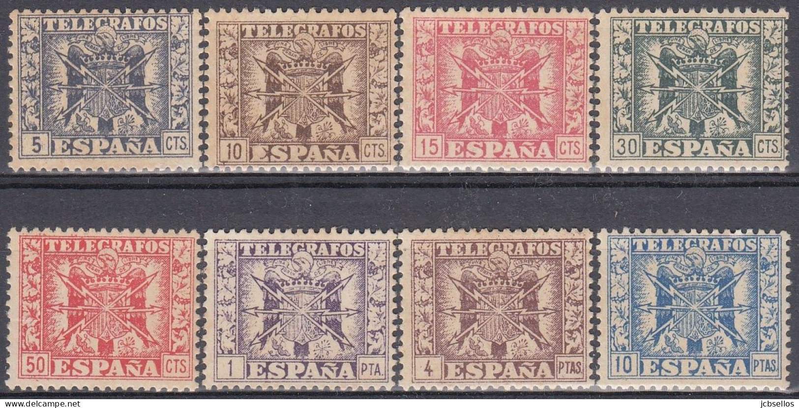 ESPAÑA TELEGRAFOS 1949 Nº 85/92 NUEVO, CON FIJASELLOS - Telegrafi