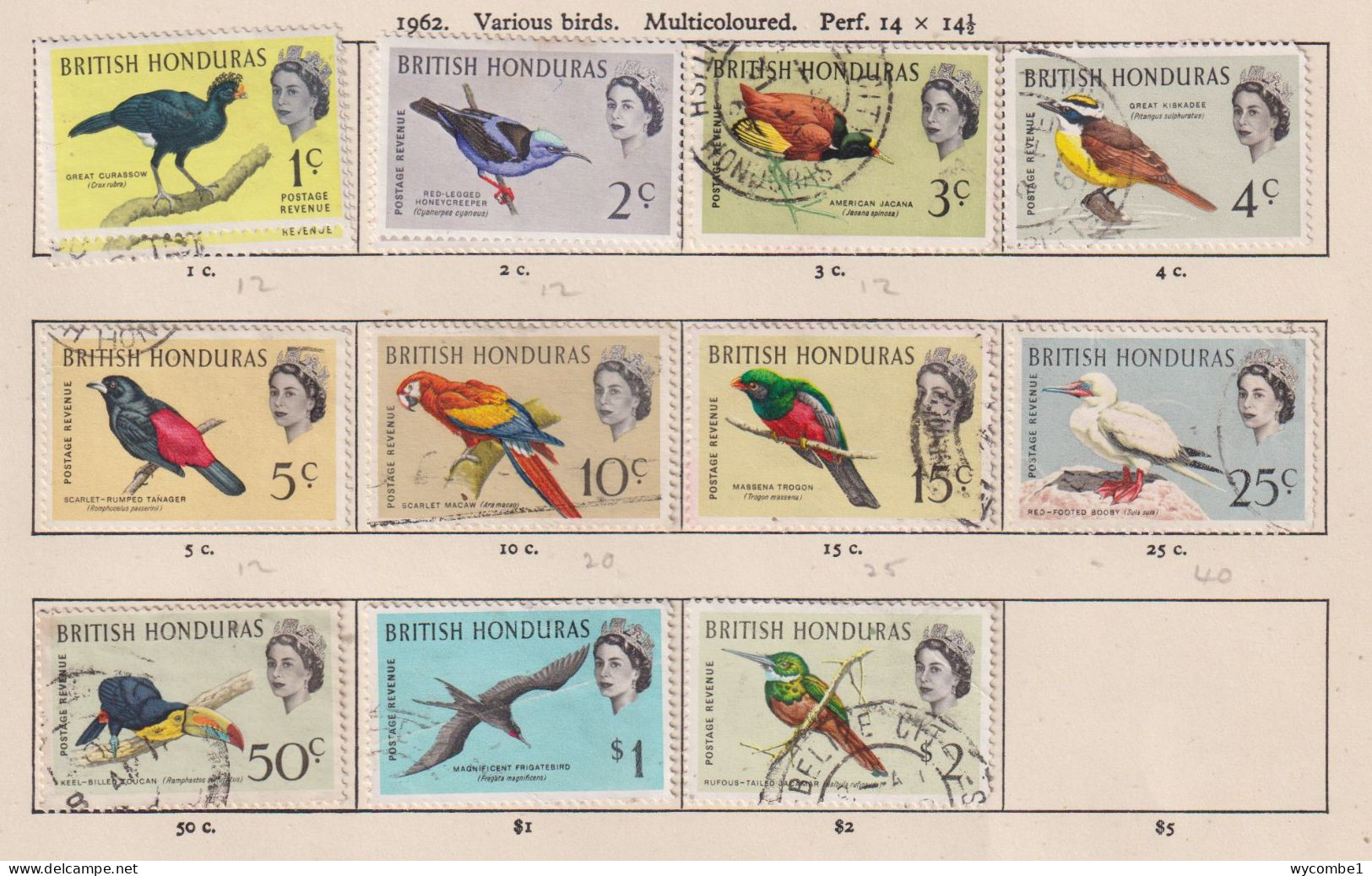 BRITISH HONDURAS  - 1962 Birds Set To $2 Used As Scan - Honduras Britannico (...-1970)