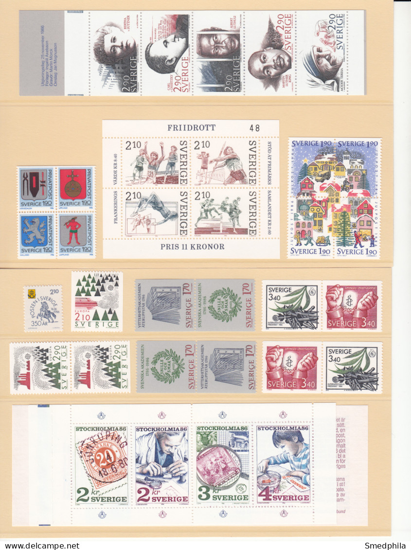 Sweden 1986 - Full Year MNH ** - Annate Complete